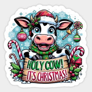 Christmas Cheer Cow Tee: Festive Farmyard Fun Sticker